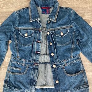 BCBGMaxAzria Blue Denim Jacket with Red Logo Tag
